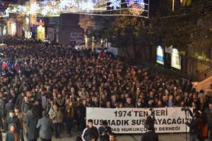 Four nights after the Jan. 18 anti-terror operation in which twelve of Turkey's leading human rights lawyers were arrested, thousands marched down Istanbul's main pedestrian avenue, Istiklal, in protest. (Julia Harte/GlobalPost)